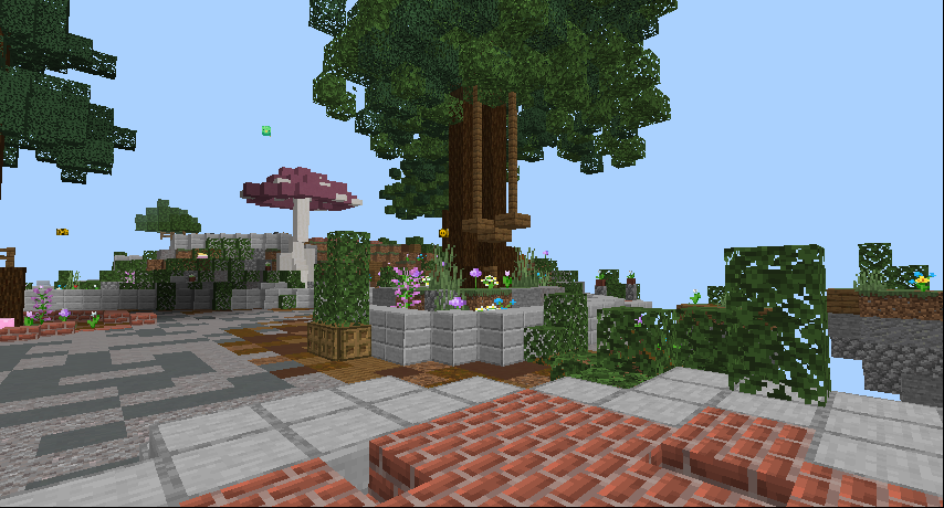The tree and mushroom plaza in the Zeno Practice lobby