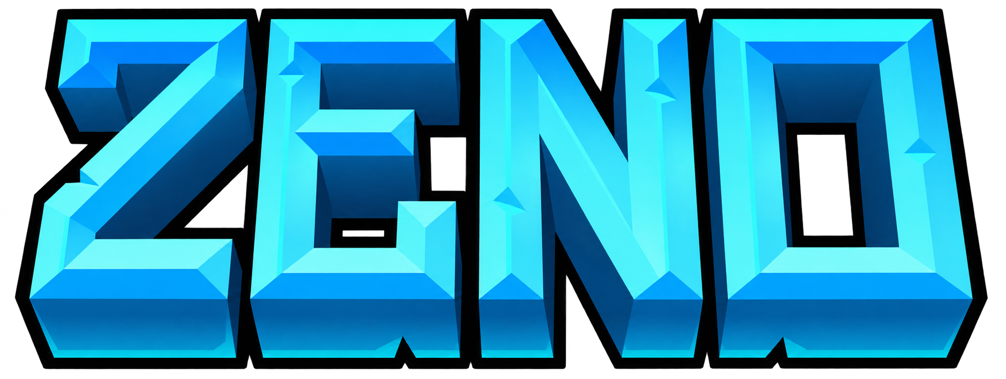Zeno in blue three-dimensional lettering